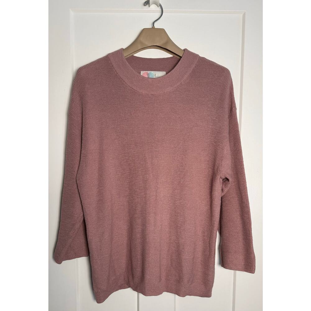 Free People Beach Sweater Medium Pink Cotton Blend Lightweight Oversized Ribbed